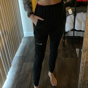 Black high waisted nike track pants